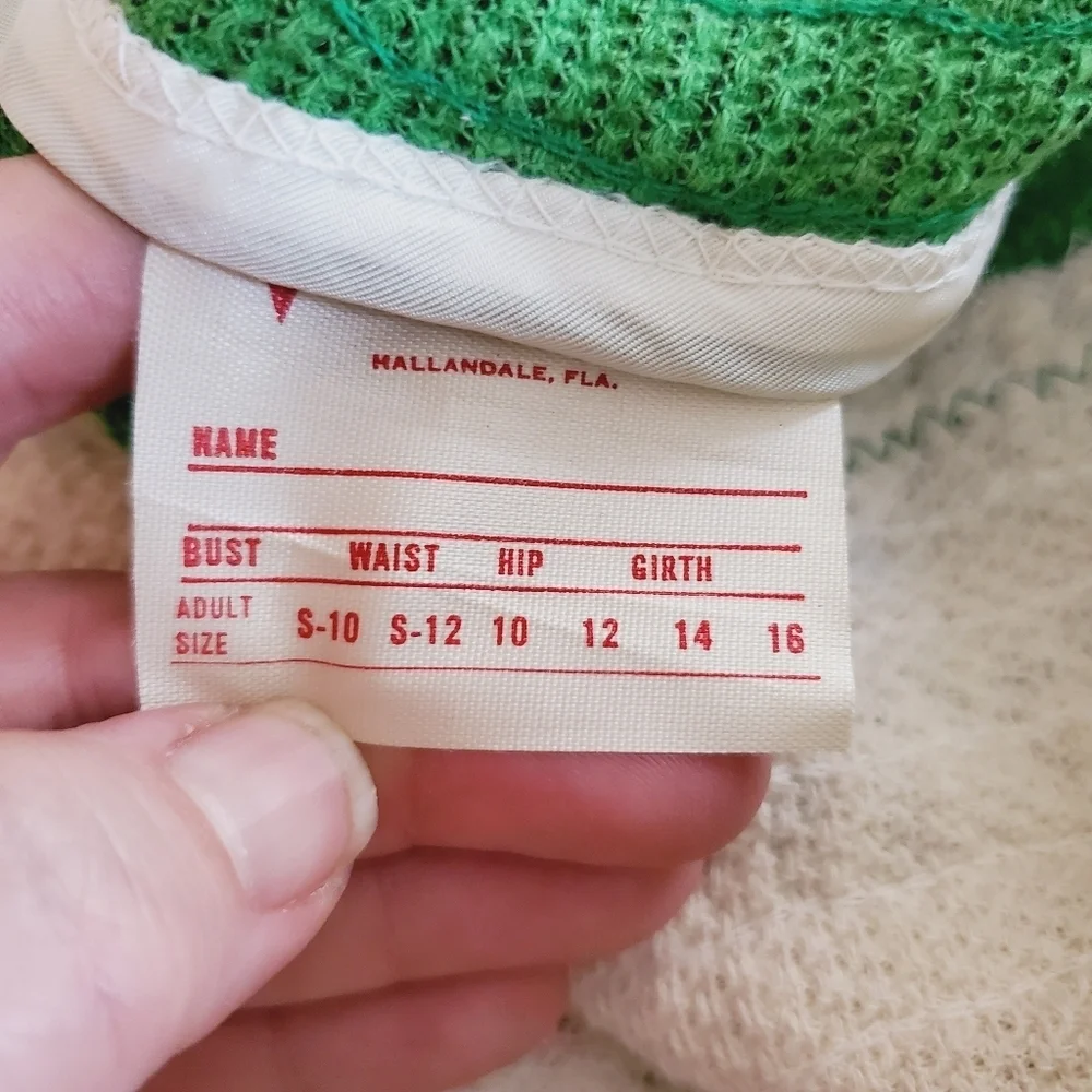 7310 * Algy Vintage Sequin Majorette Leotard Green White 1960s Size Unknown - Picture 3 of 11